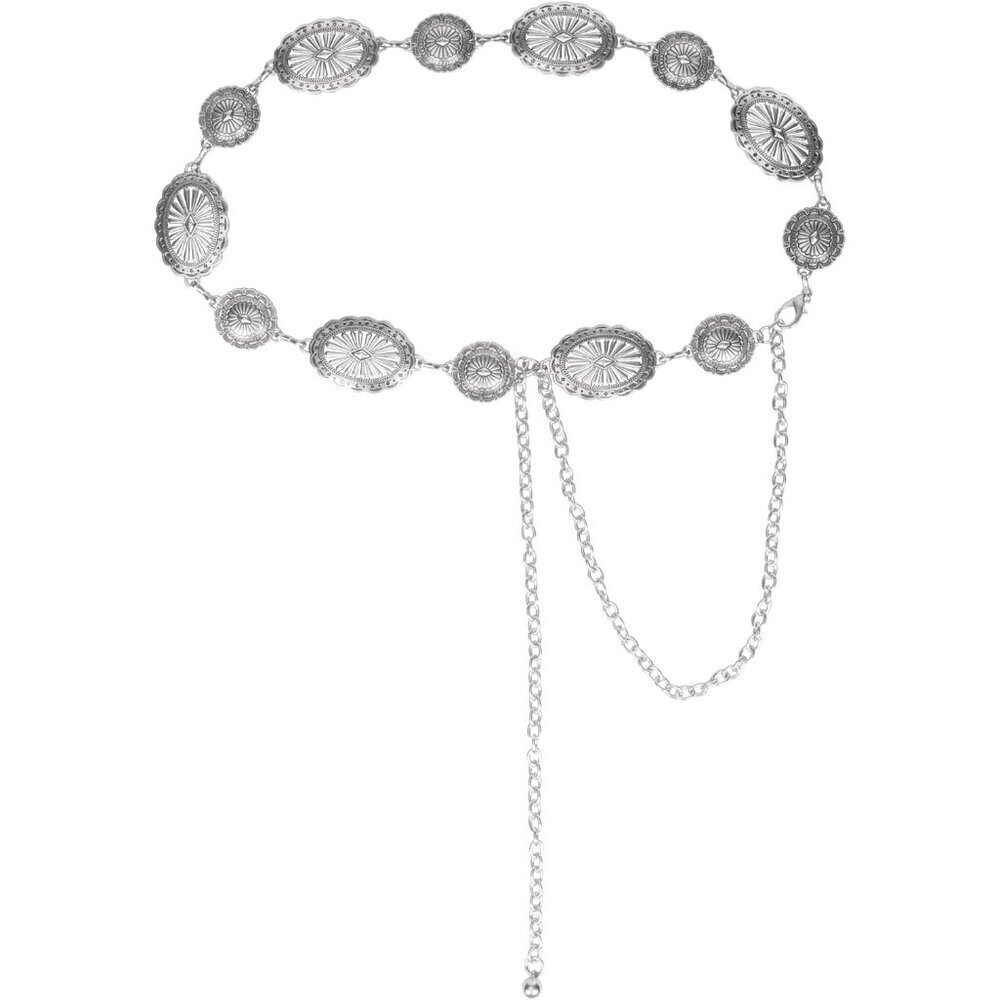 Western Cowgirl Silver Chain Belt Vintage Turquoise Dress Jeans Accessories